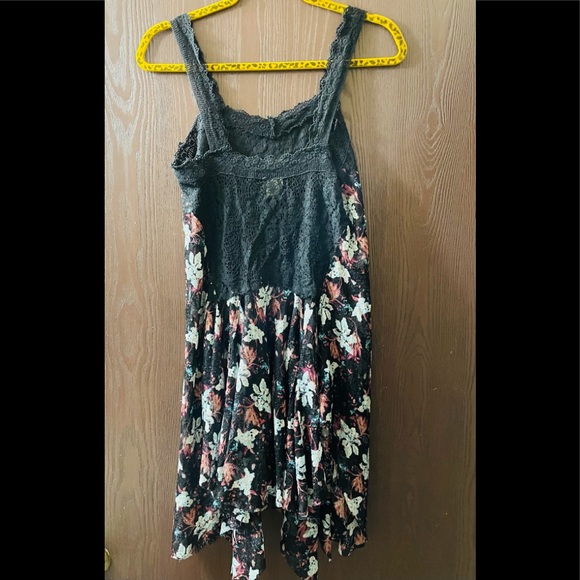 Free People Intimately Black Floral Crochet Lace Loose Boho Dress Trapeze - Picture 5 of 5